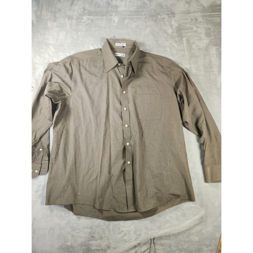 Men's Pierre Cardin Dress Shirt Size 17 Large 34/35 Long Sleeve‎ Taupe
